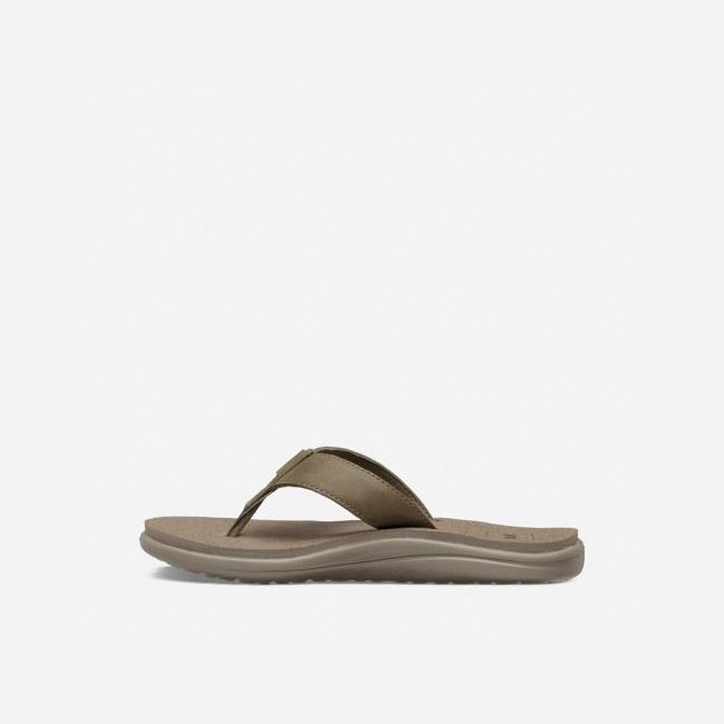 Olive Teva Voya Leather Women's Flip Flops | 39SS95F