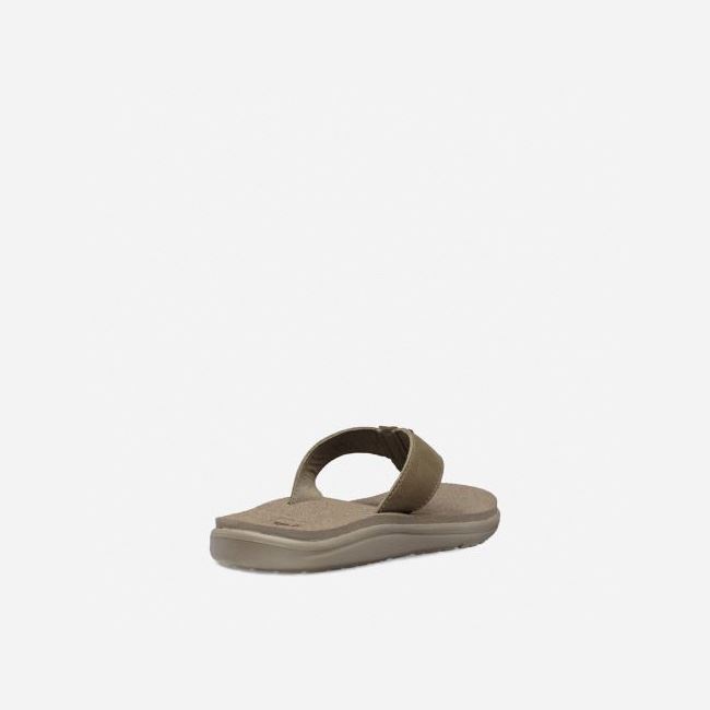 Olive Teva Voya Leather Women's Flip Flops | 39SS95F