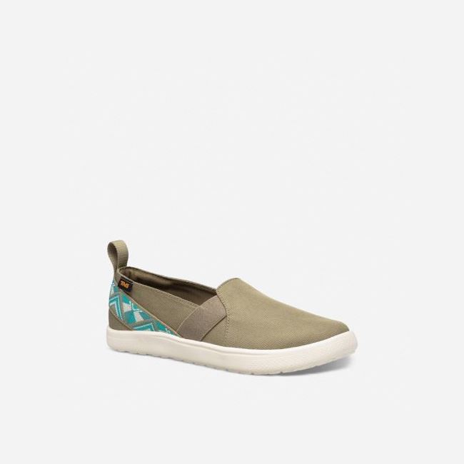 Olive Teva Voya Slip On Women's Slip Ons | DII3UCH