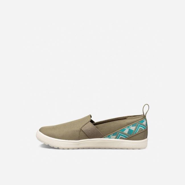 Olive Teva Voya Slip On Women's Slip Ons | DII3UCH