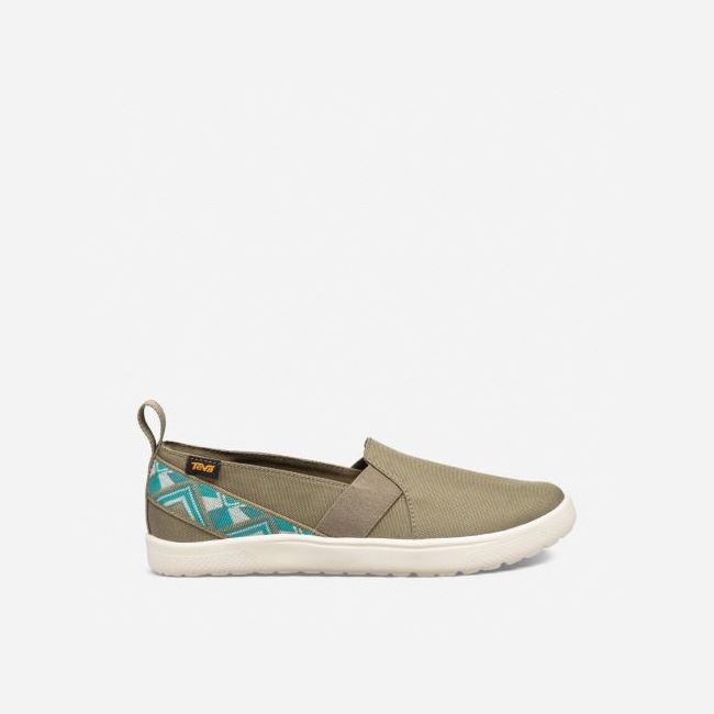 Olive Teva Voya Slip On Women\'s Slip Ons | DII3UCH