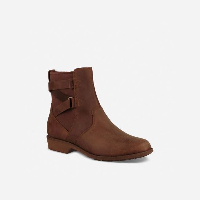 Pecan Teva Ellery Ankle WP Women's Boots | JU45RGK