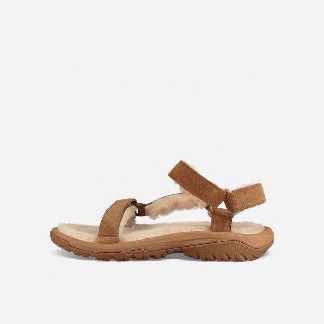 Pecan Teva Hurricane Shearling Men's Sandals | H59YHXP