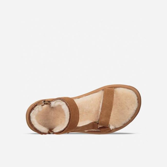 Pecan Teva Hurricane Shearling Men's Sandals | H59YHXP