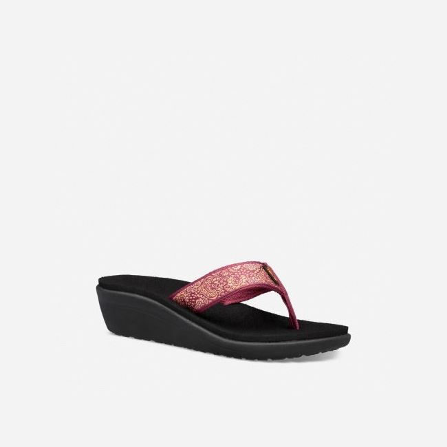 Red Purple Teva Voya Wedge Women's Flip Flops | NOVMZUY