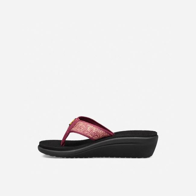 Red Purple Teva Voya Wedge Women's Flip Flops | NOVMZUY