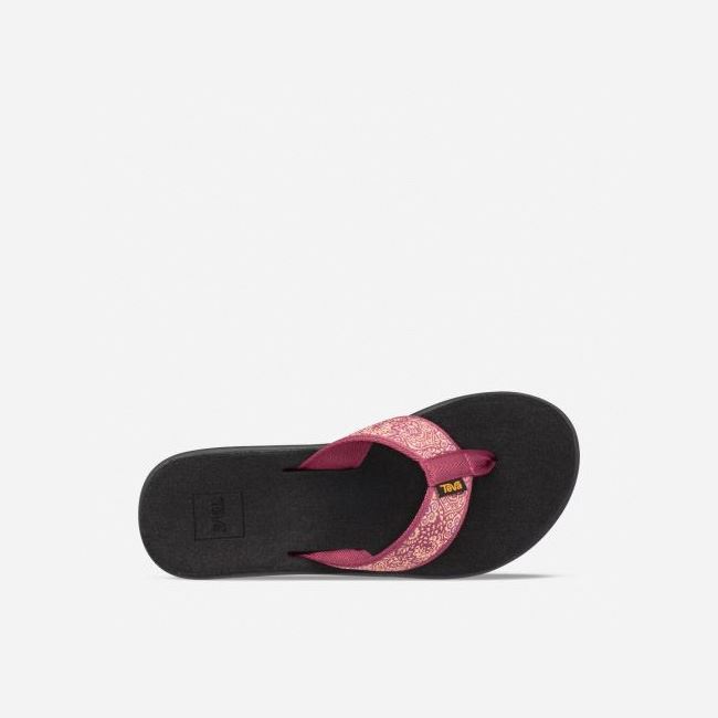 Red Purple Teva Voya Wedge Women's Flip Flops | NOVMZUY