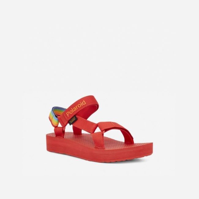 Red Teva Midform Universal - Polaroid Women's Flatforms | W9WKBWU