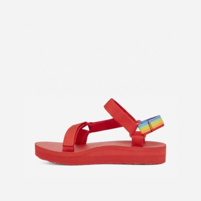 Red Teva Midform Universal - Polaroid Women's Flatforms | W9WKBWU