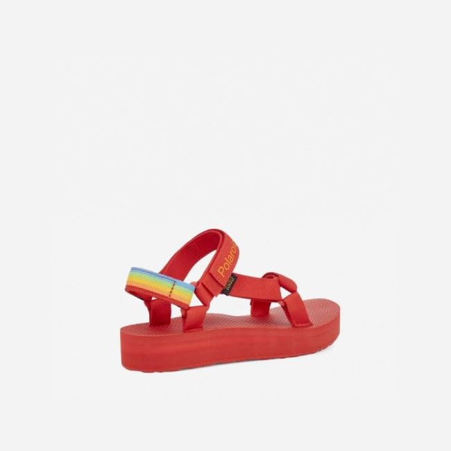 Red Teva Midform Universal - Polaroid Women's Flatforms | W9WKBWU