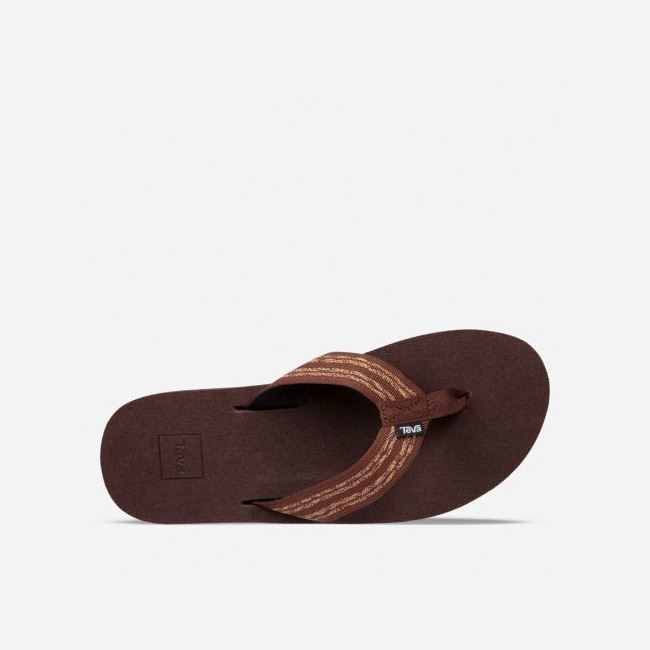 Stripes Brown Teva Original Mush Men's Flip Flops | GIPJNAA