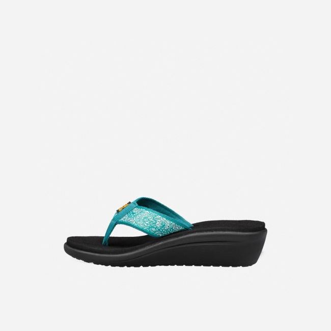 Turquoise Blue / Teva Voya Wedge Women's Flip Flops | X9H3RIM