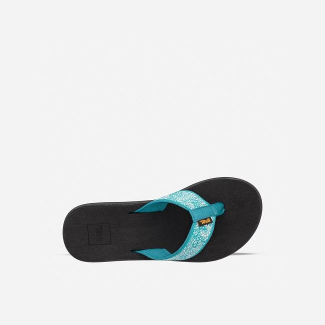 Turquoise Blue / Teva Voya Wedge Women's Flip Flops | X9H3RIM