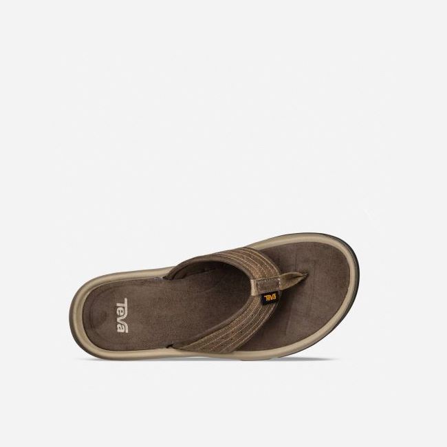 Walnut Teva Langdon Flip Men's Sandals | Q65BV37