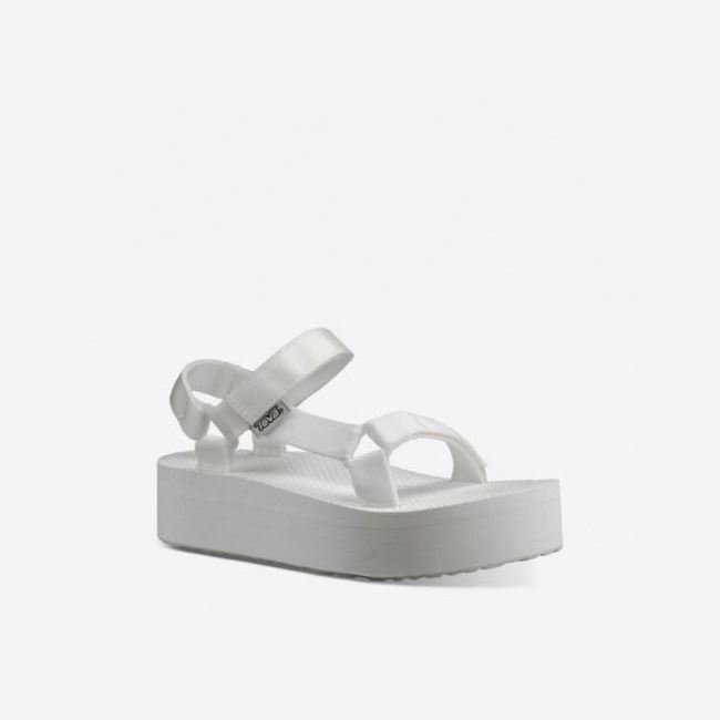 White Teva Flatform Universal Women's Sandals | 1LSDOBD