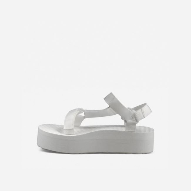 White Teva Flatform Universal Women's Sandals | 1LSDOBD