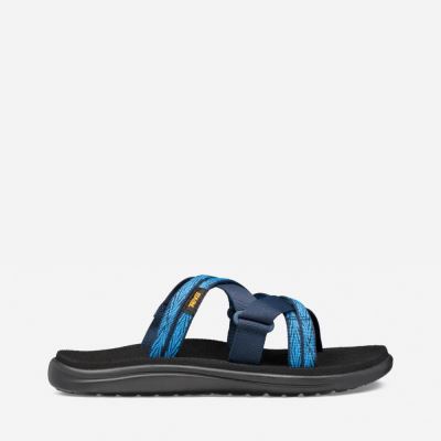 Black / Blue Teva Voya Slide Women's Flip Flops | FSNLBB9