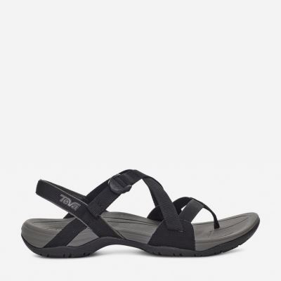 Black Teva Ascona Cross Strap Women's Sandals | VBLI6HD