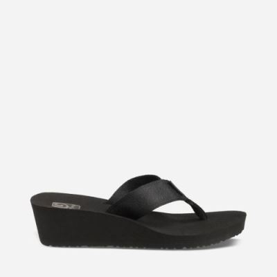 Black Teva Mush Mandalyn Wedge 2 Women's Flip Flops | 61F52J0