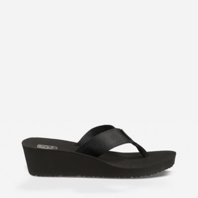 Black Teva Mush Mandalyn Wedge 2 Women's Flip Flops | D8WTEB5