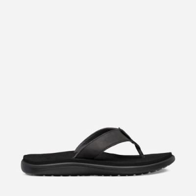 Black Teva Voya Leather Women's Flip Flops | OO6T6IV