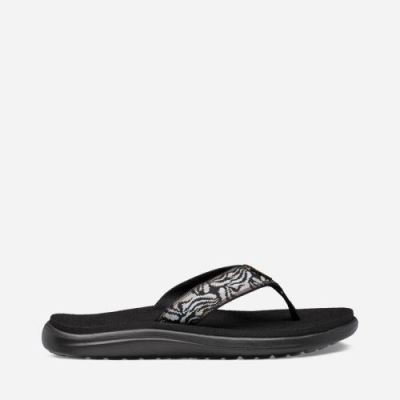 Black Teva Voya Women's Flip Flops | 5LACPUZ