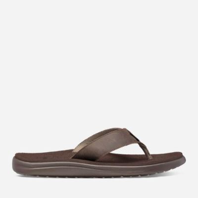 Chocolate Brown Teva Voya Flip Leather Men's Sandals | K4AGM5R