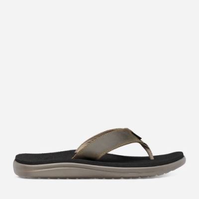 Dark Olive Teva Voya Flip Leather Men's Sandals | Z2SCUID