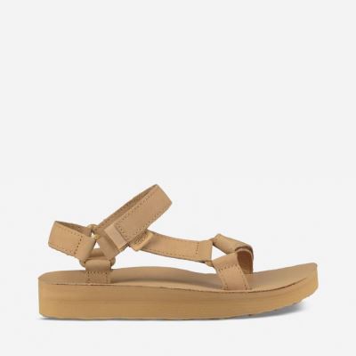 Desert Sand Teva Midform Universal Leather Women's Flatforms | 4HRUCGE