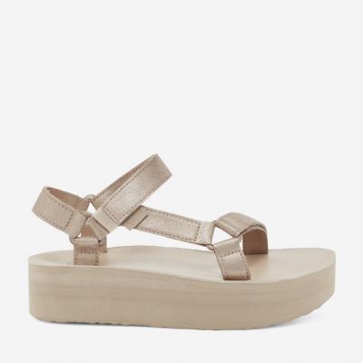 Metal Teva Flatform Universal Leather Women's Sandals | A8CF4FM