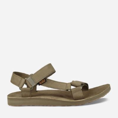 Olive Teva Original Universal Leather Men's Sandals | 5850DZE