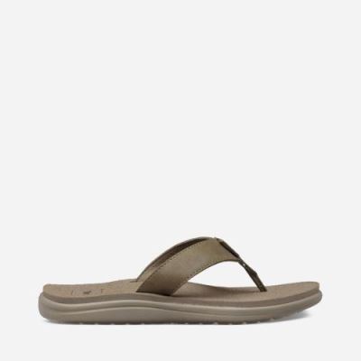 Olive Teva Voya Leather Women's Flip Flops | 39SS95F