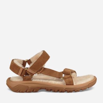 Pecan Teva Hurricane Shearling Men's Sandals | H59YHXP